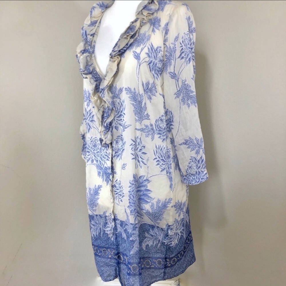 ZARA Floral Button‎ Down Ruffled Tunic - Picture 4 of 7
